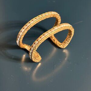 Soft Surroundings Double Cuffed Hammered Gold with Peals bracelet